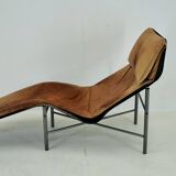 Chaise longue vintage en cuir cognac par Tord Bjorklund Suède, 1970