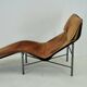 Vintage Cognac Leather Chaise Longue by Tord Bjorklund Sweden, 1970