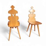 Vintage mid-century brutalist style design Tiroler chair set of 4