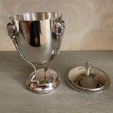 Silver metal sugar bowl on claws