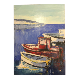 « Barques » peinture à l’huile