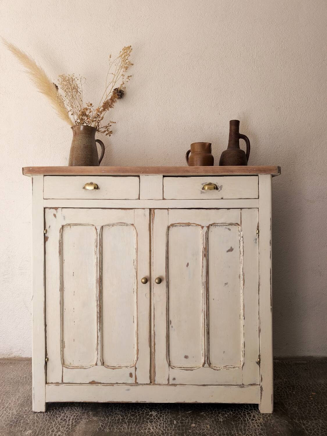 Distressed white buffet Parisian