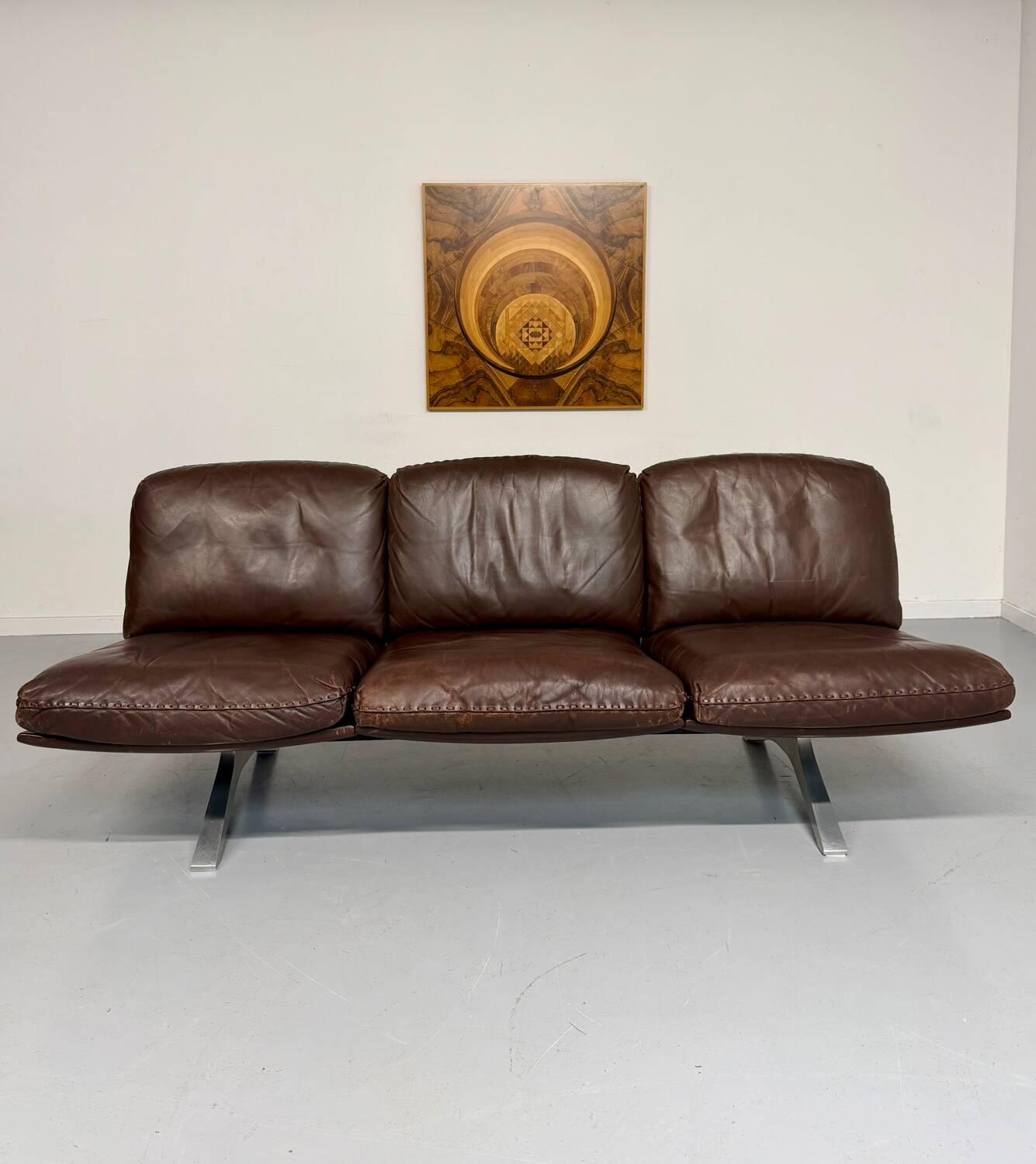 De Sede DS31 vintage leather 3-seater canapé banquette from the 1970s.