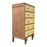 Art Deco chest of drawers in raw oak and yellow
