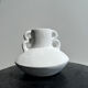 Artisanal terracotta vase painted white with double handles H:16 D:20