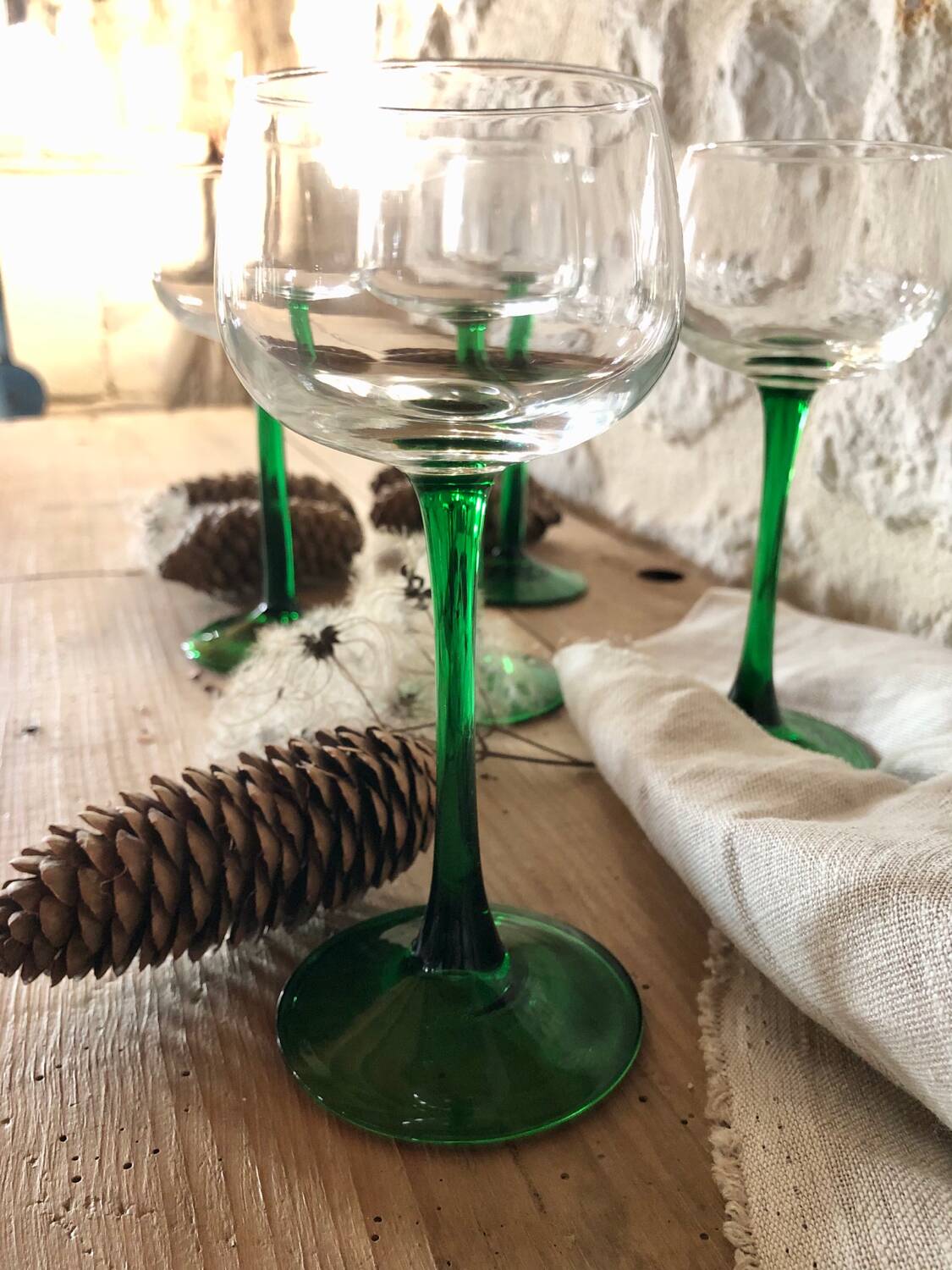 Antique white wine glasses