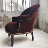 Napoleon III burgundy velvet armchair