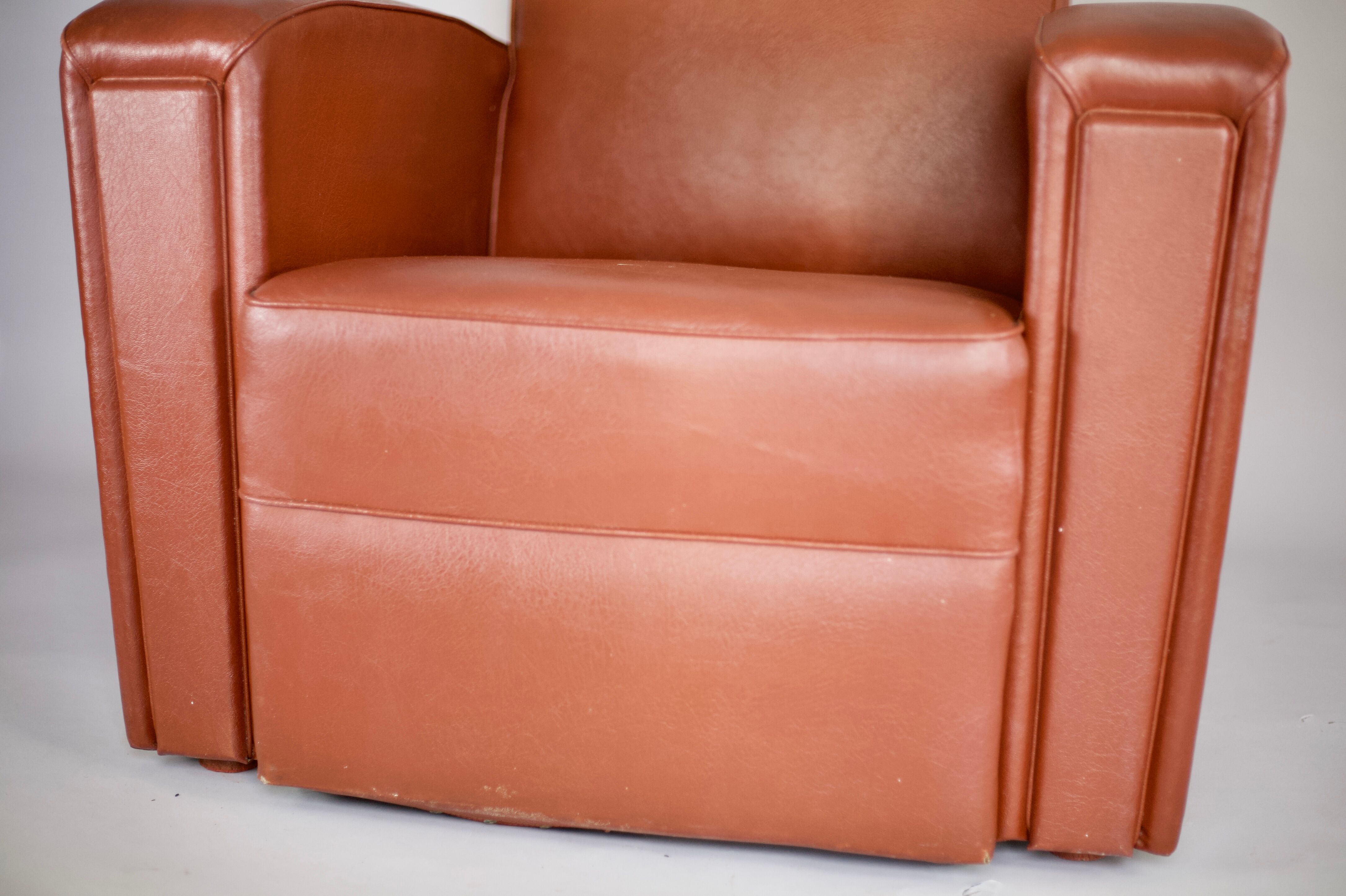Armchair edited by Airborne, faux leather, France, circa 1950