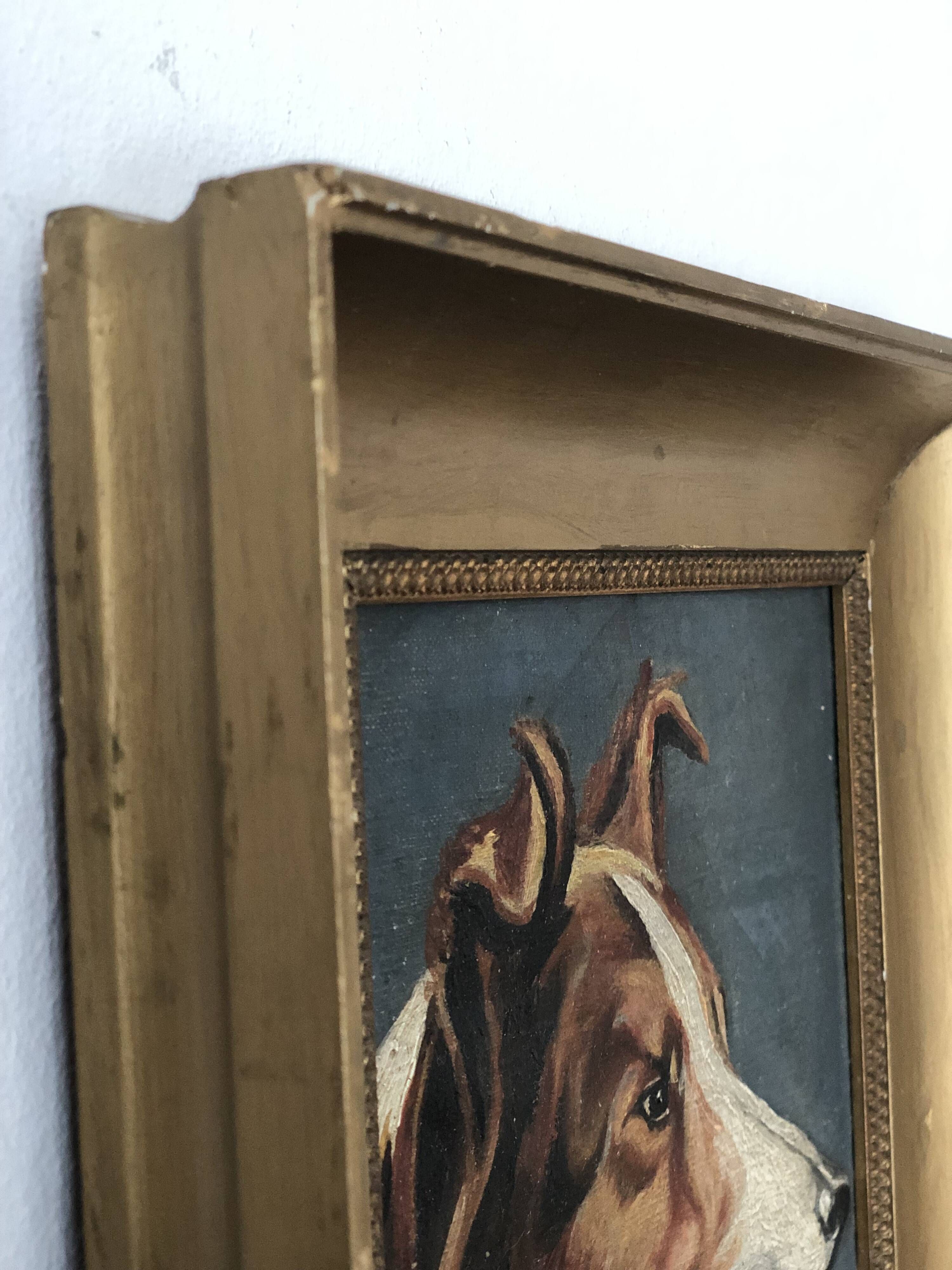 Original Vintage Dog Portrait Oil Painting, circa 1914