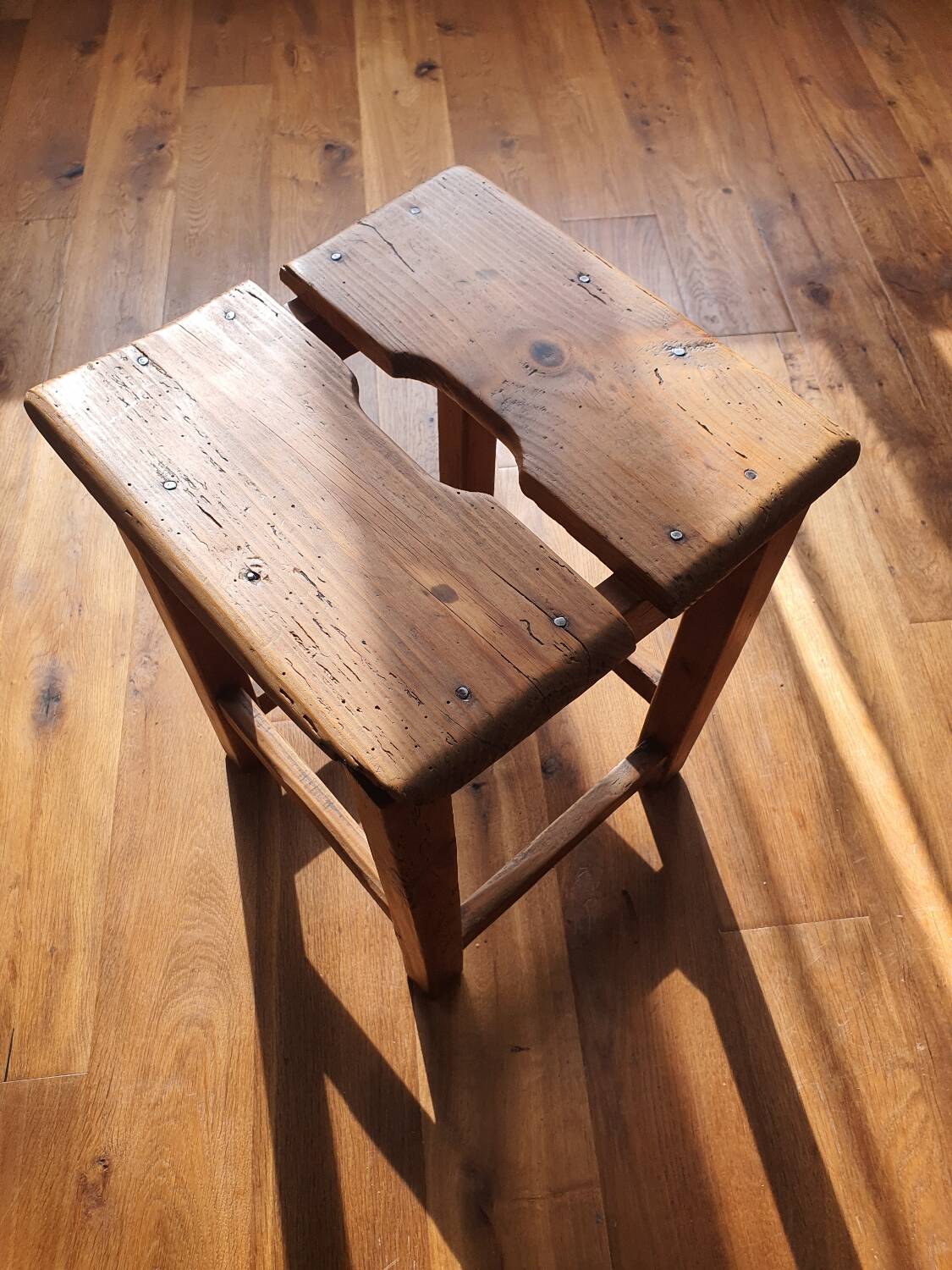 Antique wooden farm stool