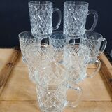 8 verres / chopes anciennes en verre ciselé