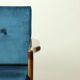 Vintage armchair navy blue velvet Mid century modern design by Zenon Bączyk 1965