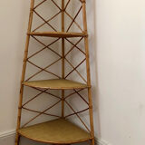 Rattan corner shelf