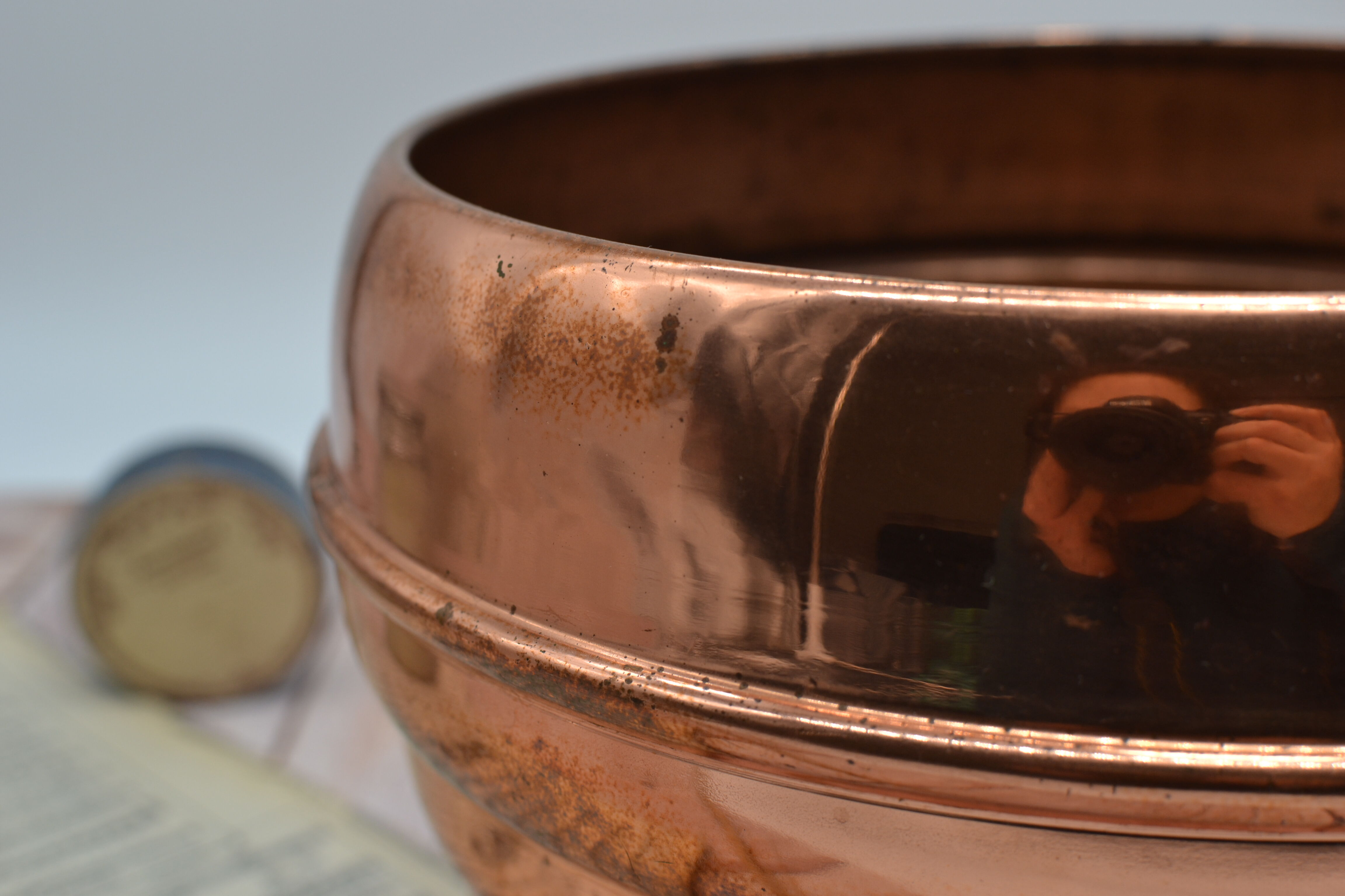 Old copper pot cover