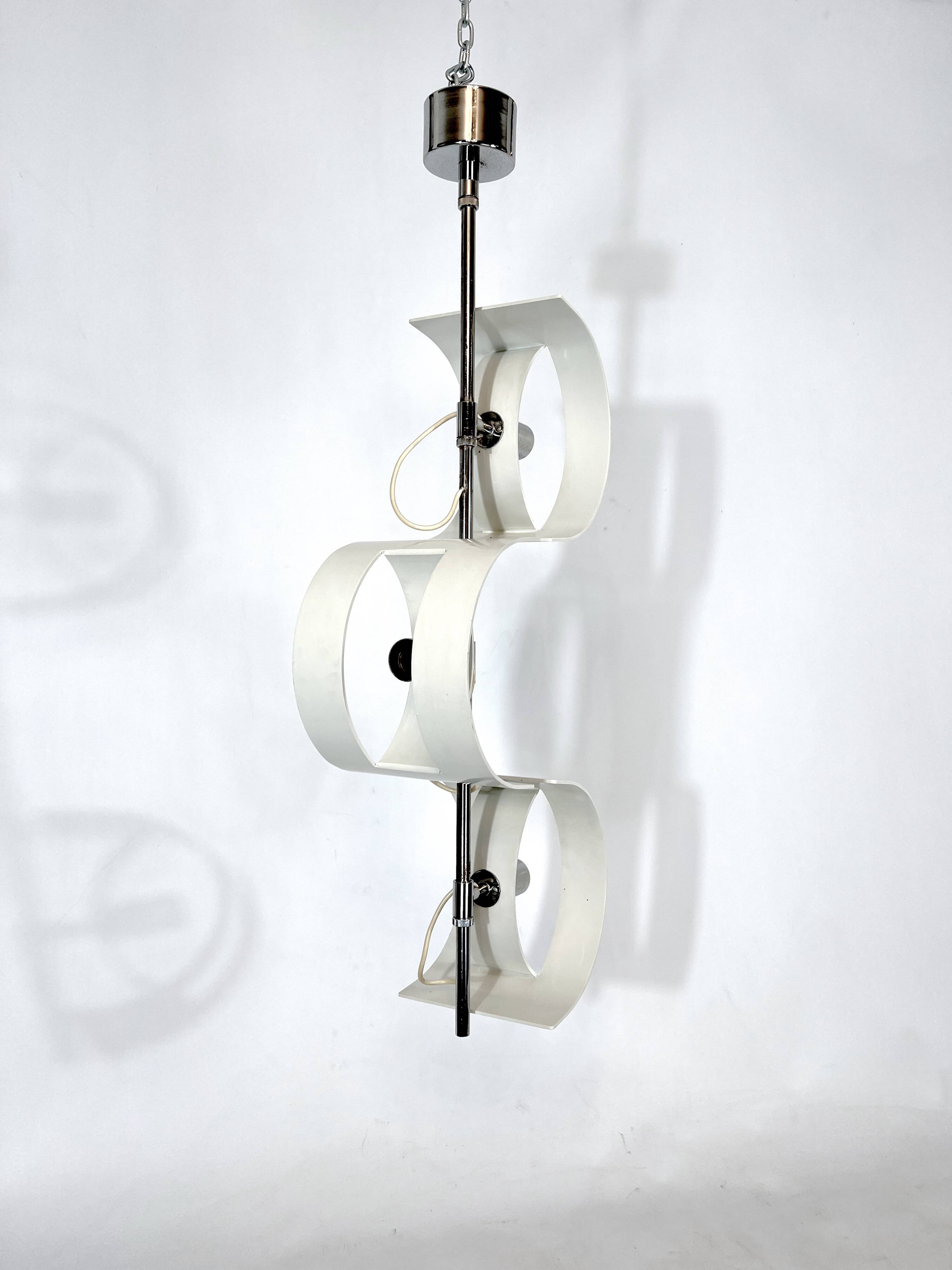 Stilux Milano, Vintage Italian chrome chandelier from 60s