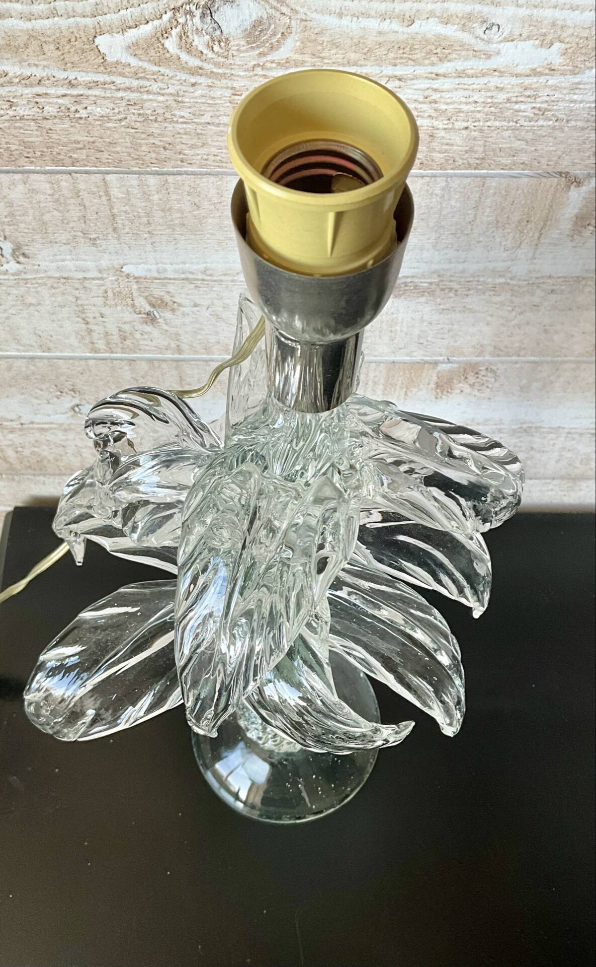 Important pair of Palm tree lamps in solid glass, Italian design ann.