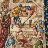 Tapisserie vintage sérigraphiée à la main "les vignerons"