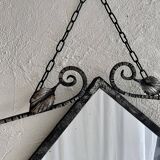 French Art Deco wrought iron mirror, 1930s