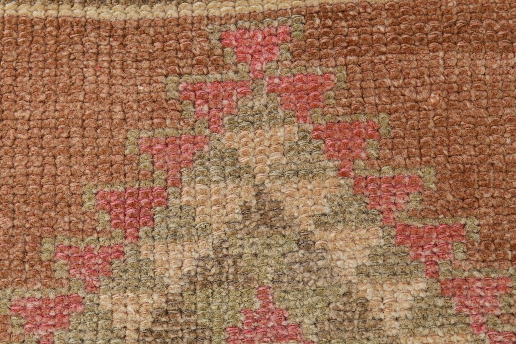 Taupe & Dusty Pink Vintage Carpet For Hallway, 83x308 Cm