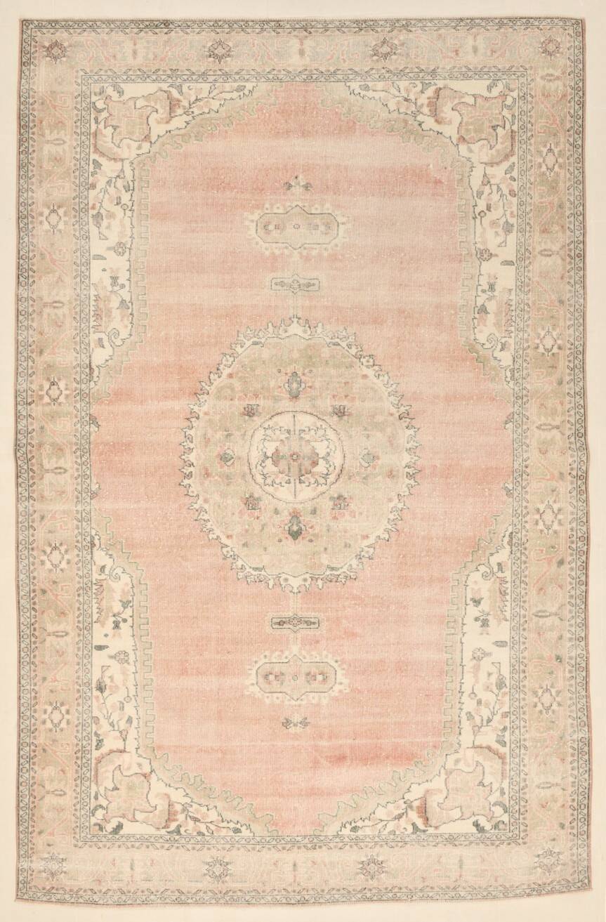 7x11 Vintage Large Area Handmade Wool Oushak Vintage Rug, 216x335 Cm