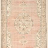 7x11 Vintage Large Area Handmade Wool Oushak Vintage Rug, 216x335 Cm