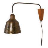 Rare Danish Wall Lamp in Brass and Teak 1950s