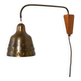 Rare Danish Wall Lamp in Brass and Teak 1950s