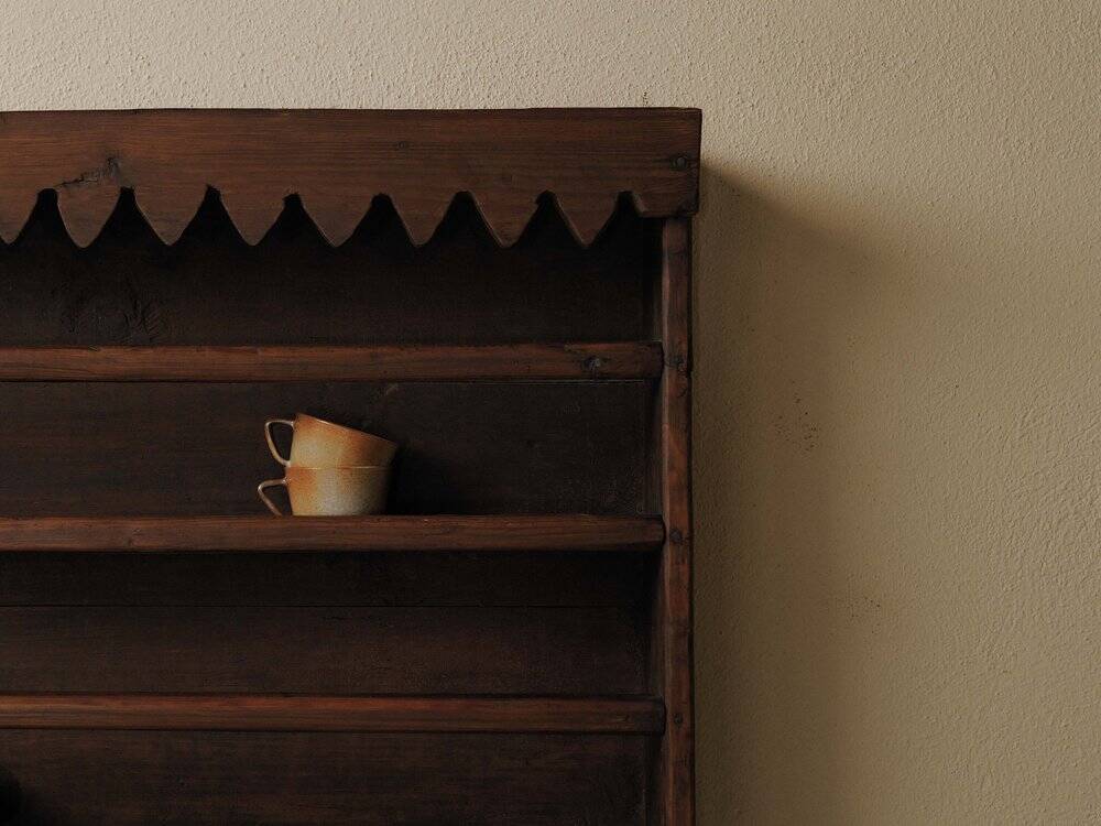 Solid wood wall shelf, Folk art, around 1900