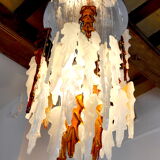Two-tone waterfall chandelier Poliarte by Albano Poli, Murano, 1970, Italy