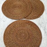 3 wicker and bamboo placemats
