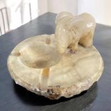 Hand carved alabaster elephant ashtray