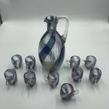 Ancien service liqueur en verre soufflé 6 verres et une carafe