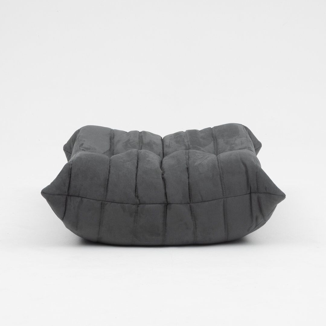 Togo lounge chair and pouf in black fabric by Michel Ducaroy for Ligne Roset, 1973, set of 2