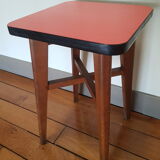Wooden and red formica stool