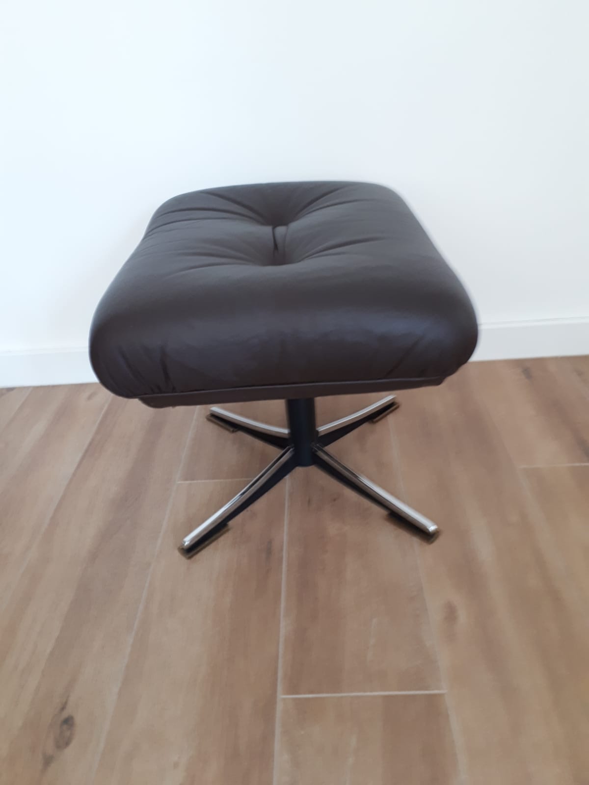 Leather pouf, Germany, 70s