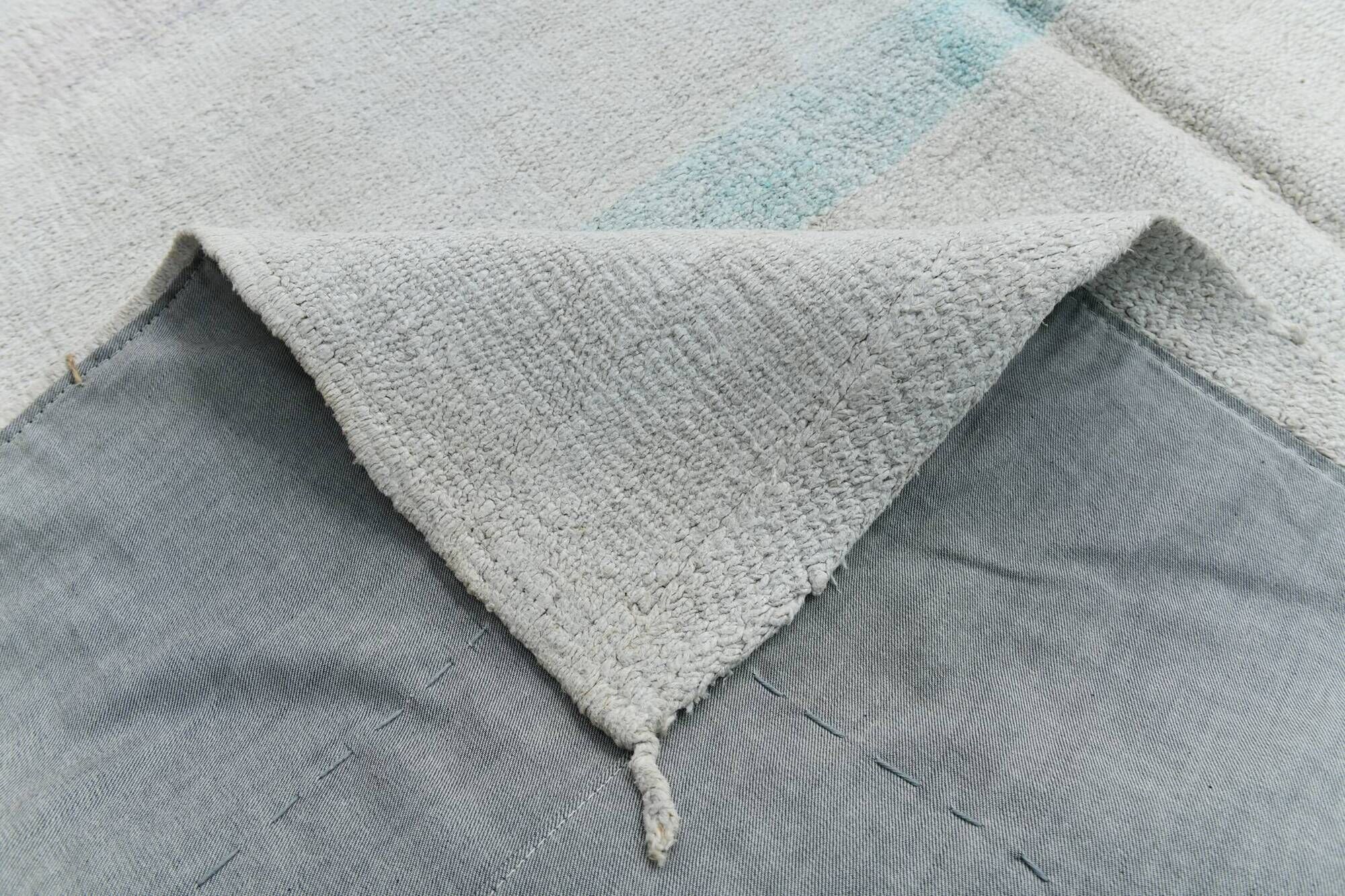 6x12 Off-White Long Wide Hand Woven Turkish Minimal Vintage Rug, 176x358 Cm