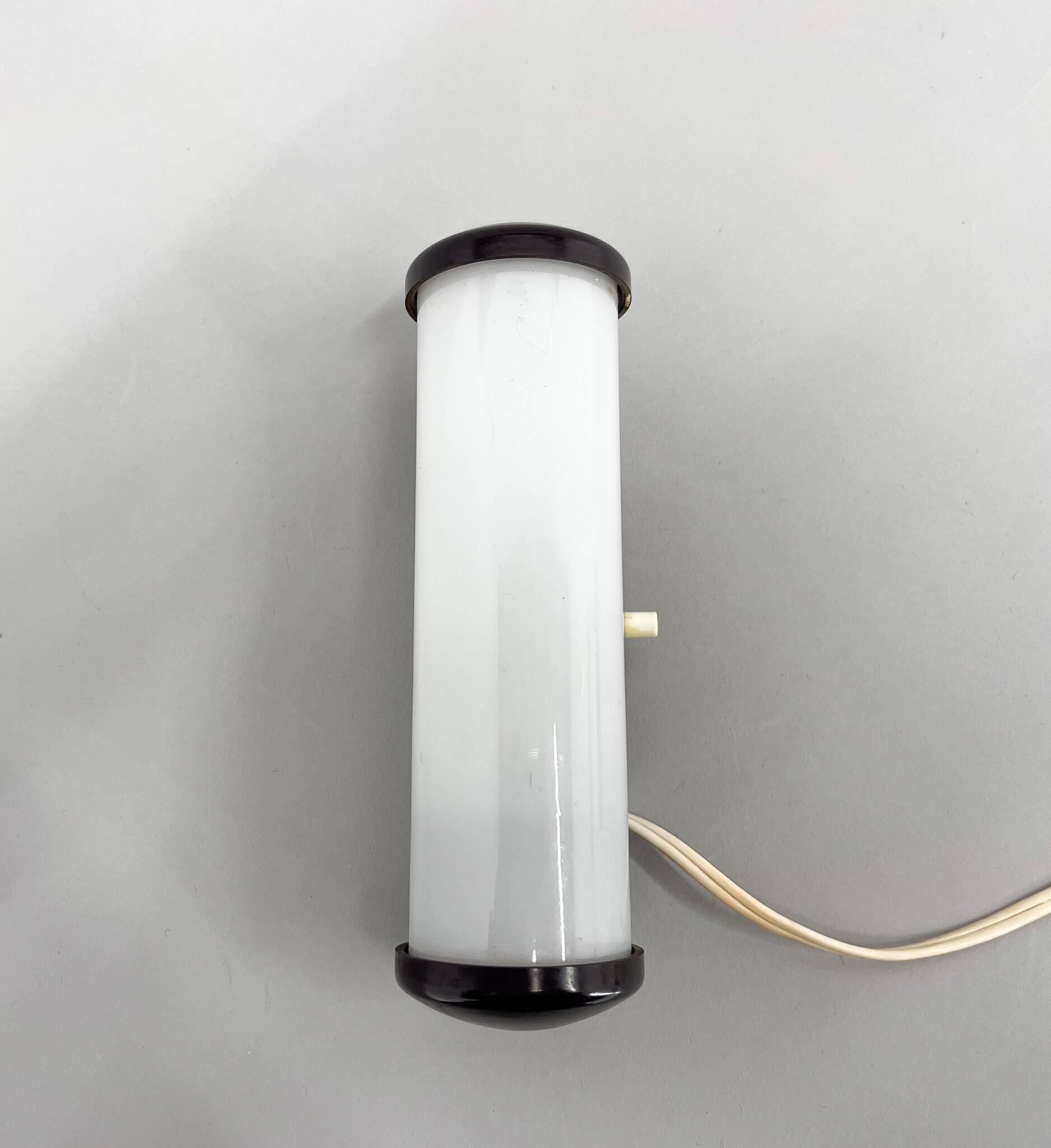 Bakelite and Milk Glass Wall Lamp, Czechoslovakia, 1950's