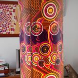 Vintage lamp of the years 70 faience and plasticized fabrics