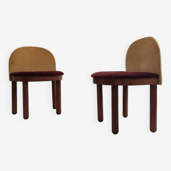 Paire de petites chaises italiennes velvet & wood