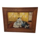 Oil on canvas cats