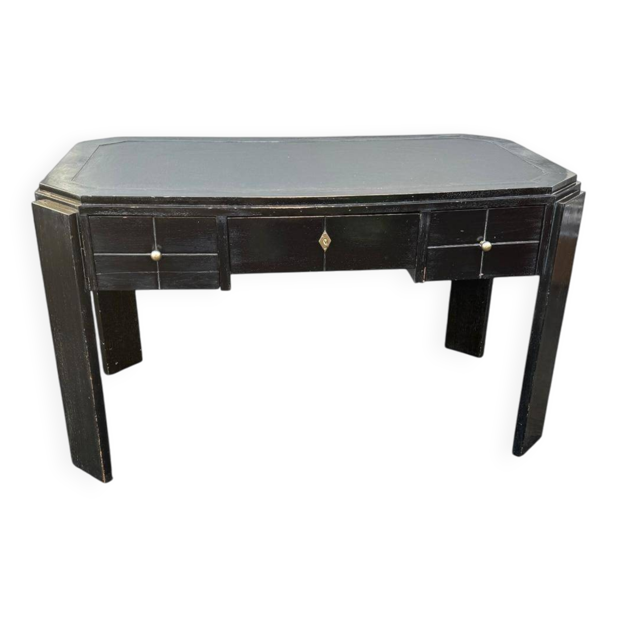 Bureau Art Déco en Chêne Teinté. 133/74 cm.