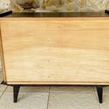 Large vintage chest of drawers with four drawers and one door in oak, circa 1960s