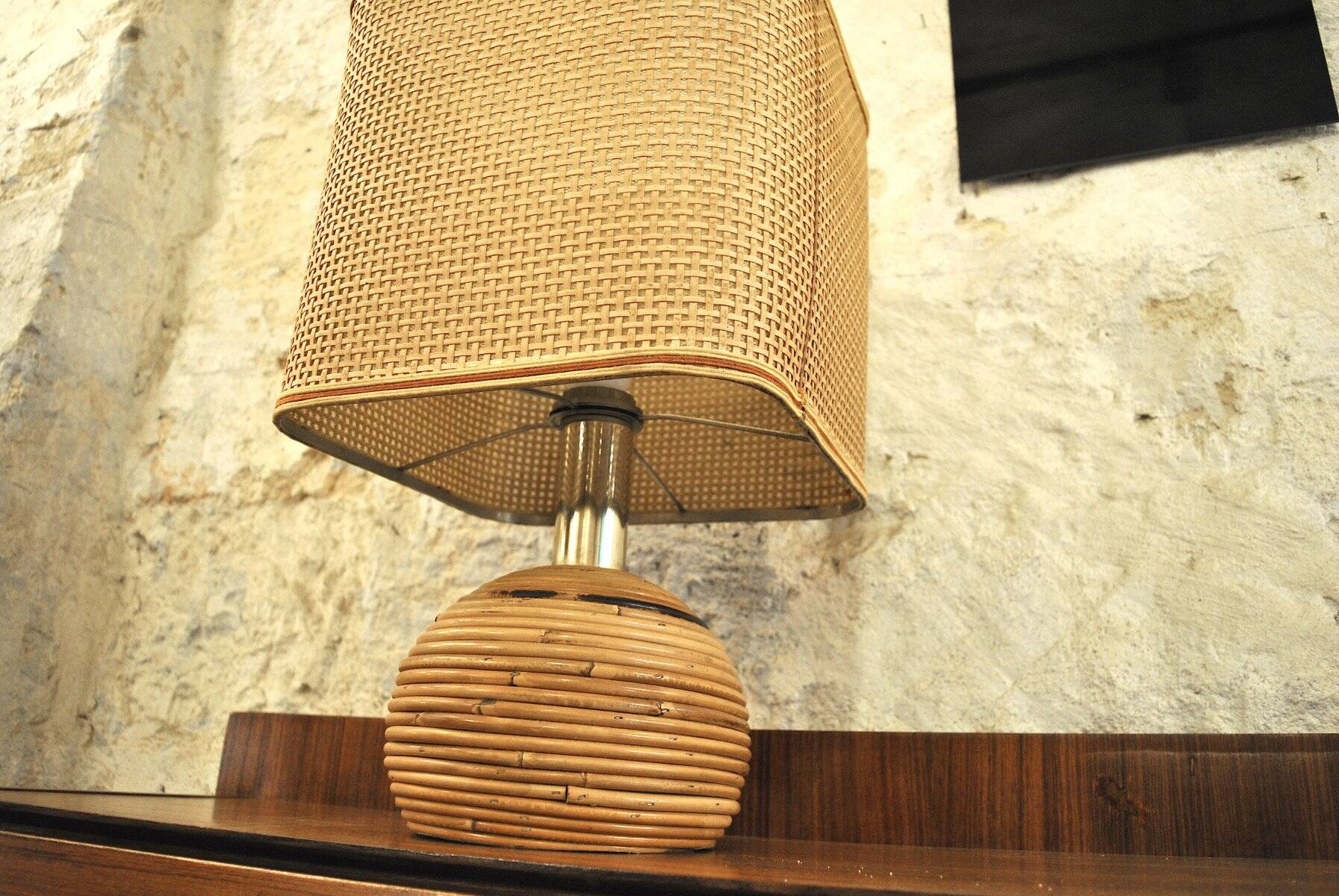 Wicker table lamp, Italy, 1960s
