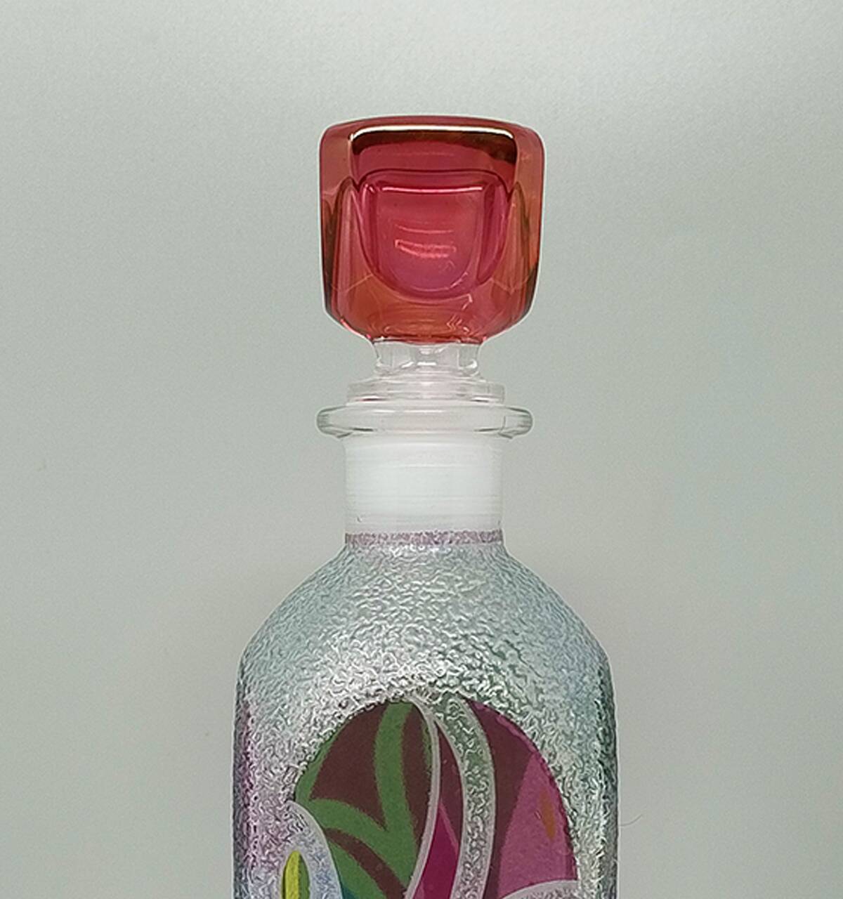1970s Stunning Decanter or Decorative Bottle by Luigi Bormioli. Made in Ita