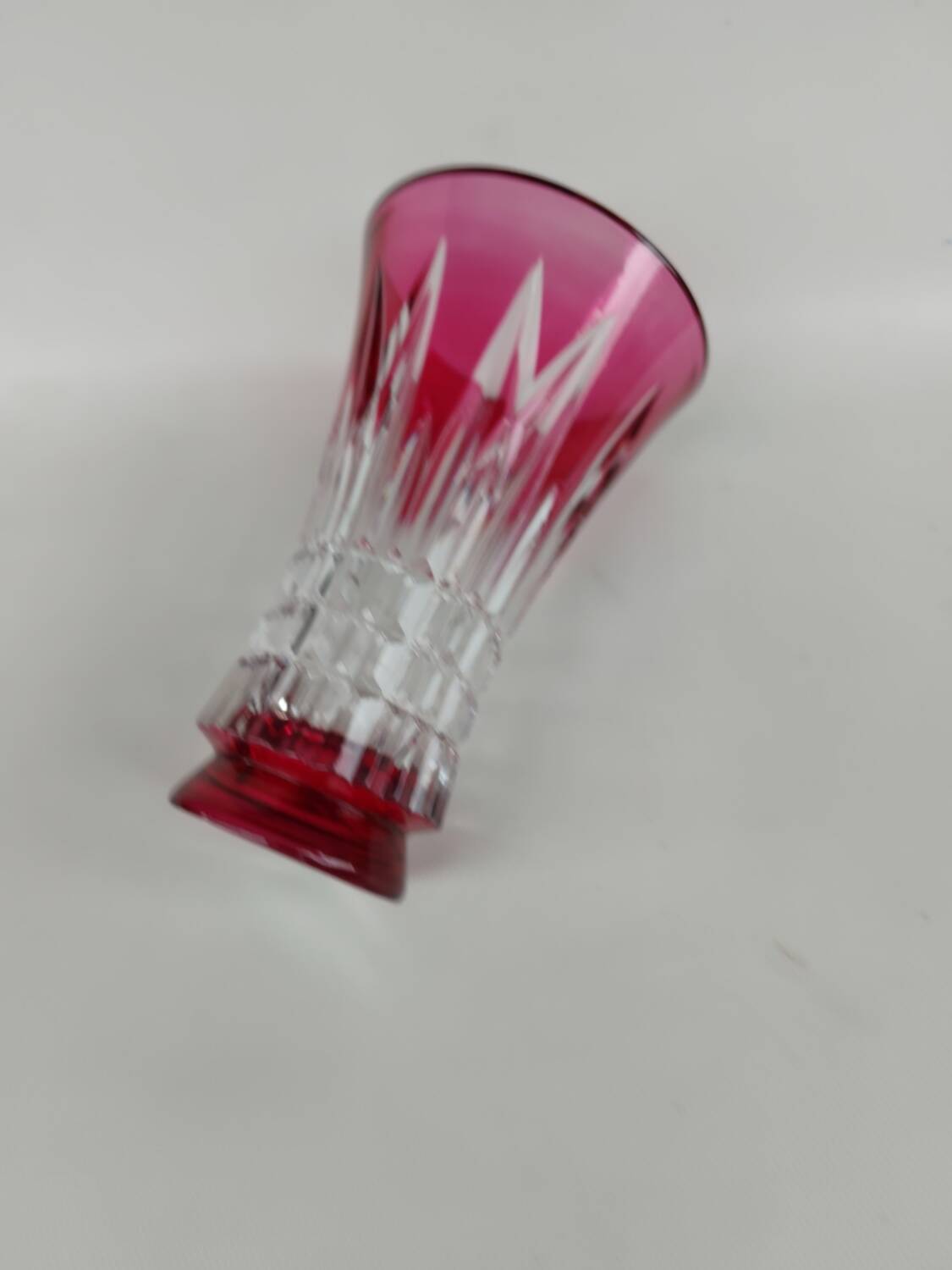 Pink crystal vase from Val Saint Lambert. Circa 1960.