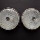 Pair of French Vintage Semi-Flush Cut Glass and Silver Metal Wall Lights