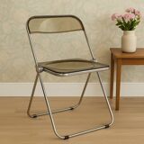 Vintage design folding chair in chrome and smoked polycarbonate