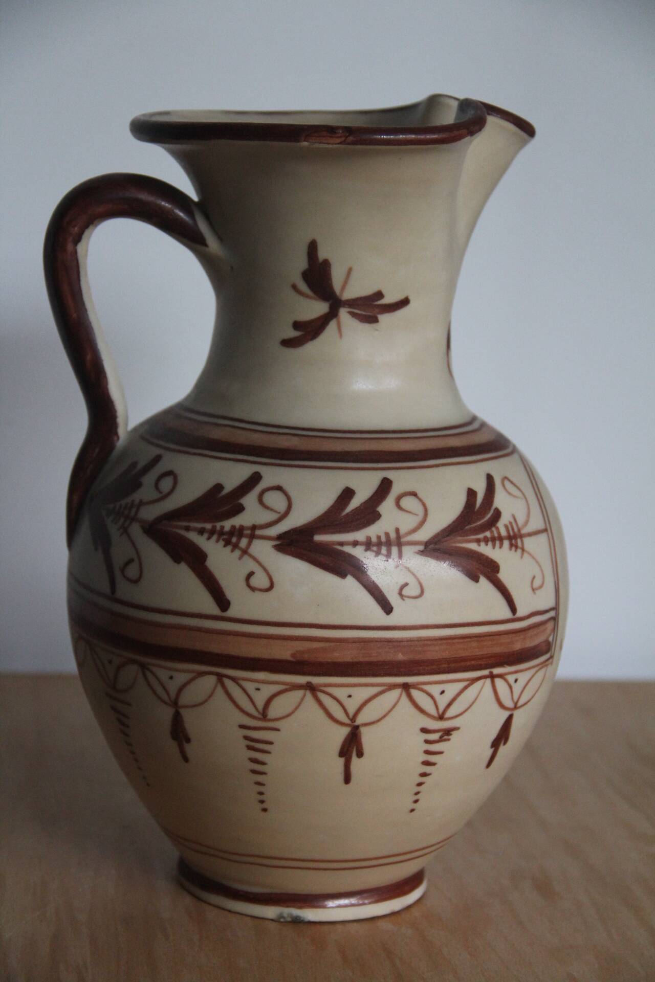 Spanish ceramic jug signed and numbered
