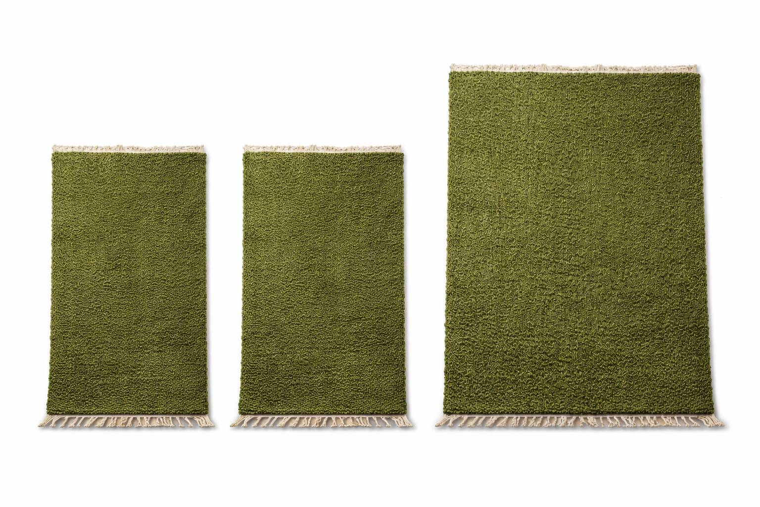 Set of 3 Handmade Green Rugs – 2x (2.5x1.5 m) + 1x (3x2 m)
