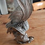 2 silver metal roosters